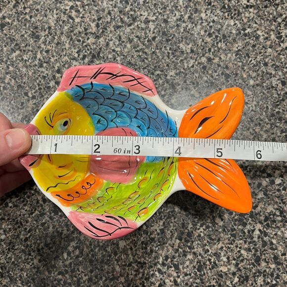 Tabletops Gallery | RARE HTF Coastal Pescada Hand Painted Fish 4 Dish Tropical - Picture 7 of 9